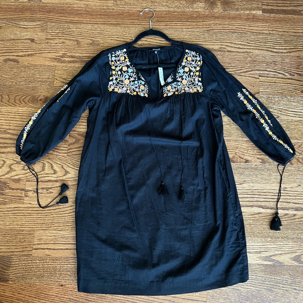 Never Worn Madewell Black Dress with Embroidery